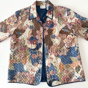 Alfred Dunner 100% Silk Quilted Floral & Paisley Jacket Size 14